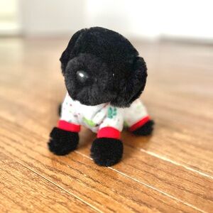 NWT Douglas Black Plush Puppy Stuffed animal Christmas Lights pajama collectible